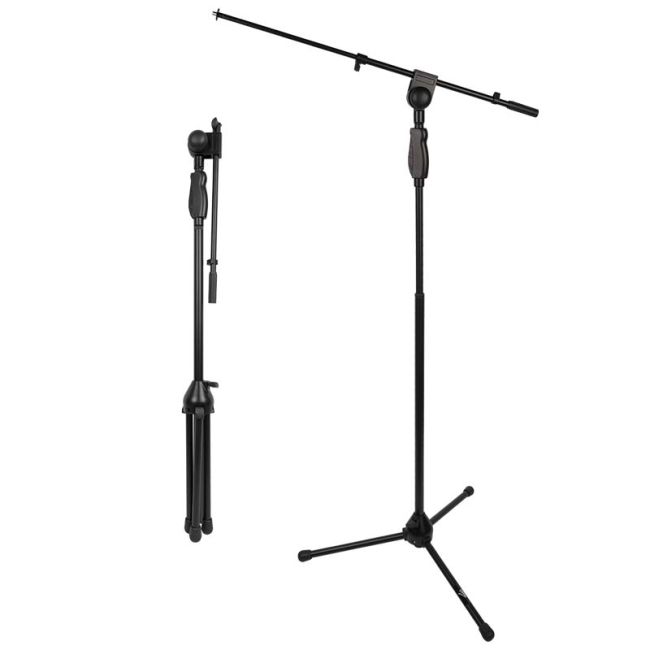 Pied de microphone avec bras articulé et verrouillage automatique