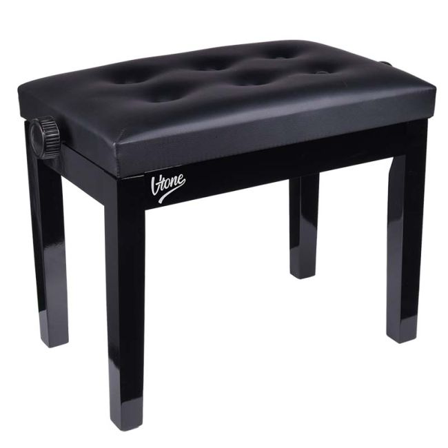 Banc de piano avec similicuir noir