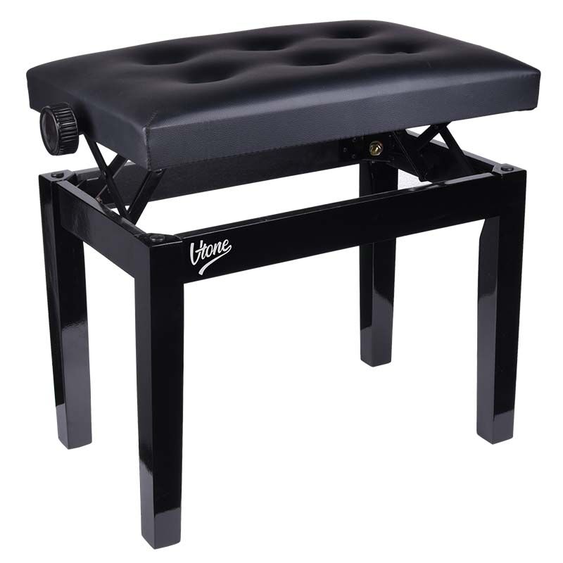 Banc de piano avec similicuir noir