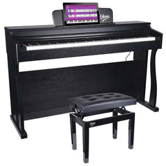 Banc de piano avec similicuir noir