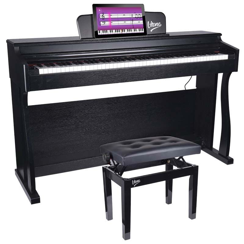 Banc de piano avec similicuir noir