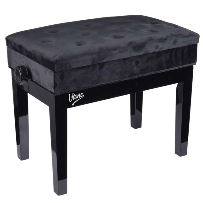 Banc de piano – Rangement et hauteur réglable (velours noir)