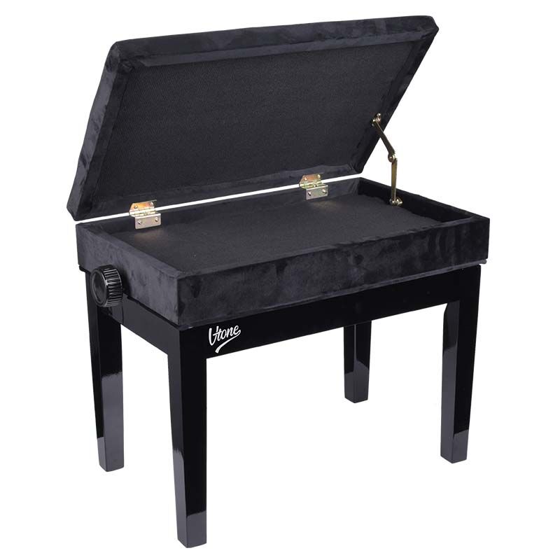 Banc de piano – Rangement et hauteur réglable (velours noir)