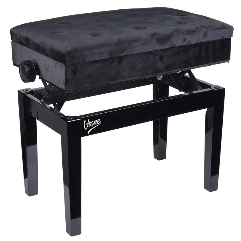 Banc de piano – Rangement et hauteur réglable (velours noir)