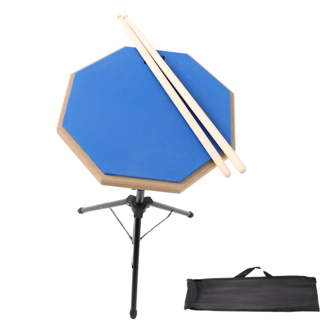 V-TONE PDS1 BL Pad d’entraînement 12" – Blå Practice Drum Pad Set avec support, baguettes et sac