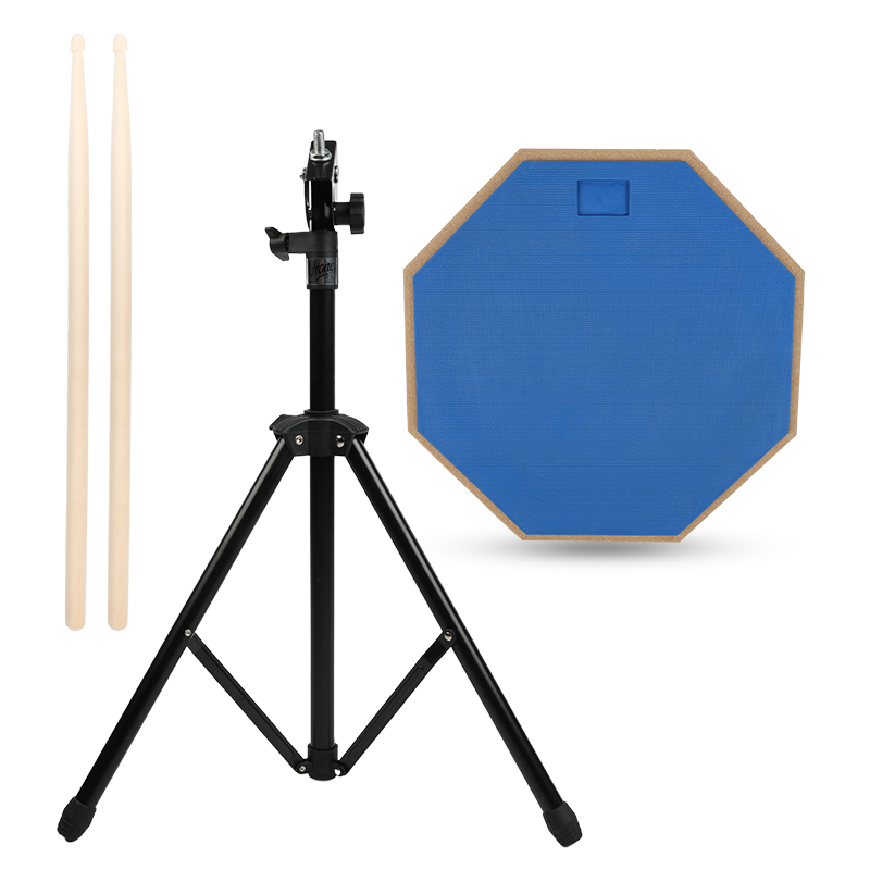 V-TONE PDS1 BL Pad d’entraînement 12" – Blå Practice Drum Pad Set avec support, baguettes et sac
