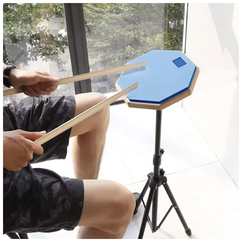 V-TONE PDS1 BL Pad d’entraînement 12" – Blå Practice Drum Pad Set avec support, baguettes et sac