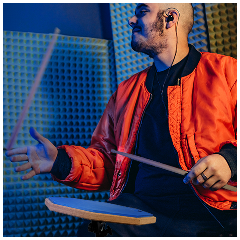 V-TONE PDS1 BL Pad d’entraînement 12" – Blå Practice Drum Pad Set avec support, baguettes et sac