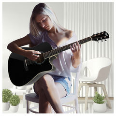 V-TONE VEAG1 CE BK guitare électro-acoustique 4/4 dreadnought cutaway noire