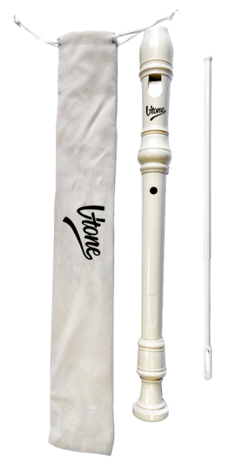 V-TONE FL P1 flûte à bec soprano blanche avec tige de nettoyage et étui