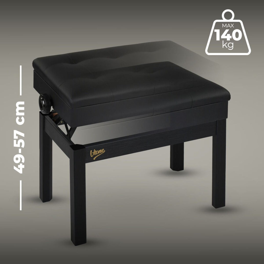 V-TONE Banquette de piano et de Craviers avec rangement, noire