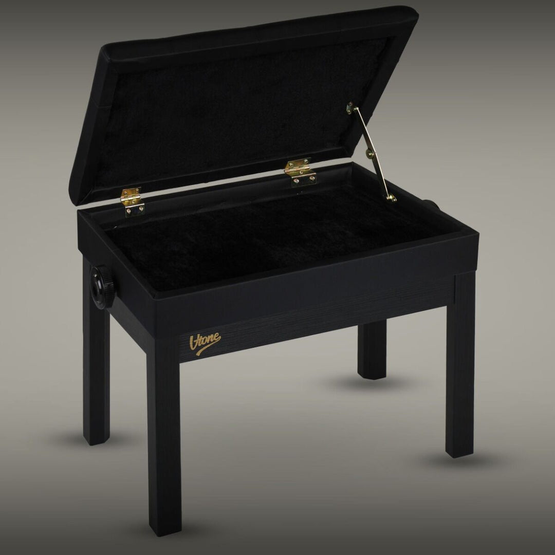 V-TONE Banquette de piano et de Craviers avec rangement, noire