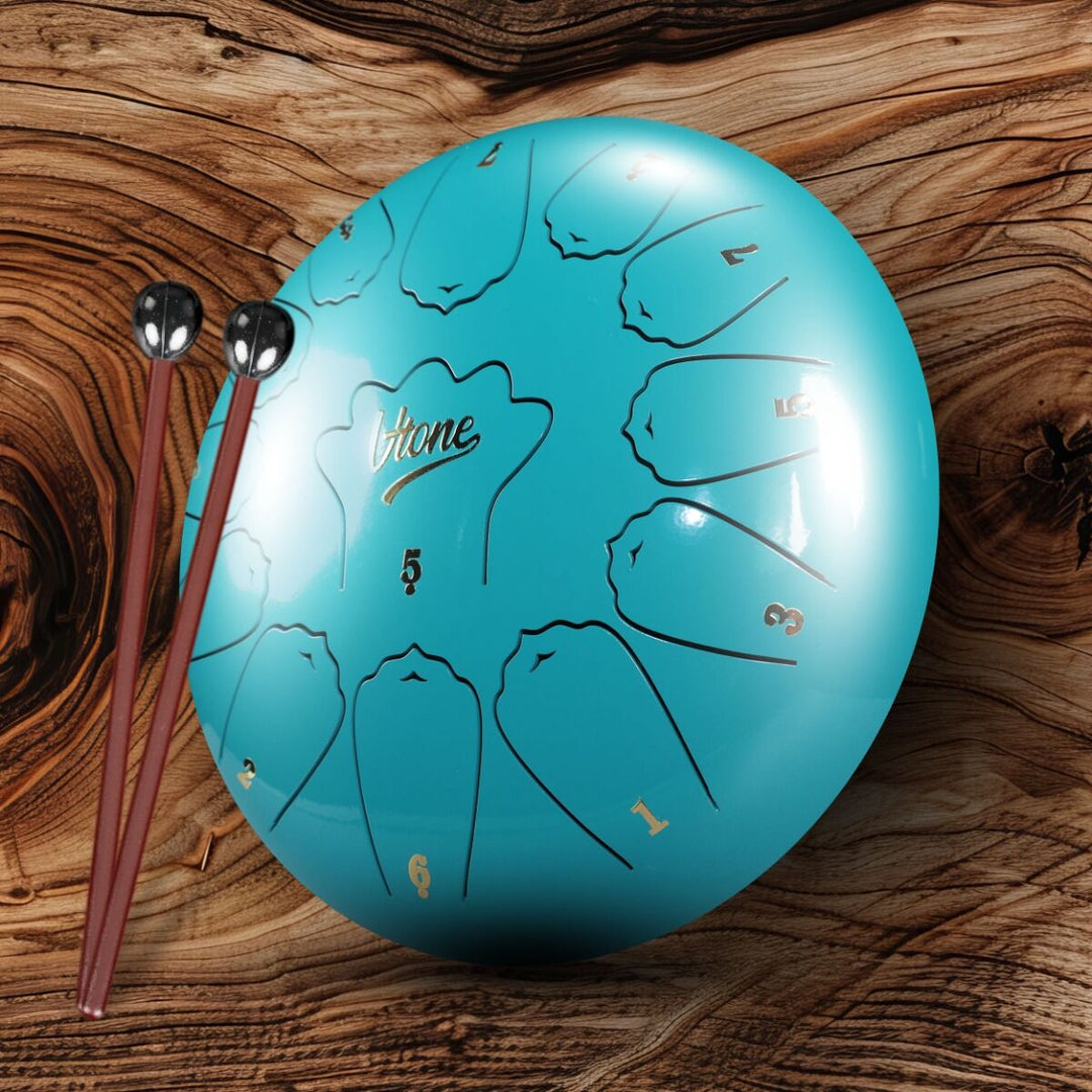 Tongue Drum 12" Cyan avec housse (13 notes gamme de C)