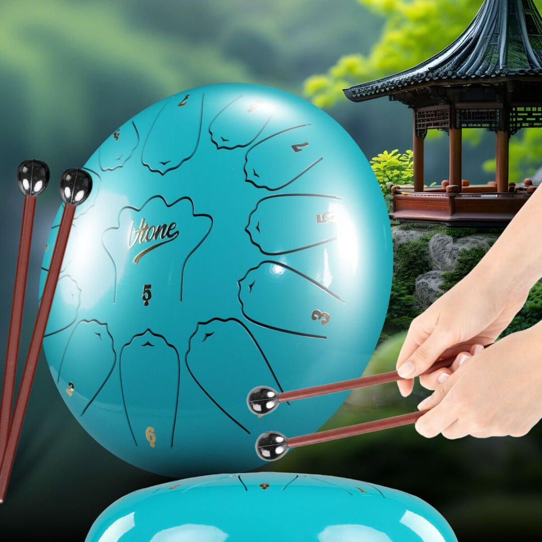 Tongue Drum 12" Cyan avec housse (13 notes gamme de C)