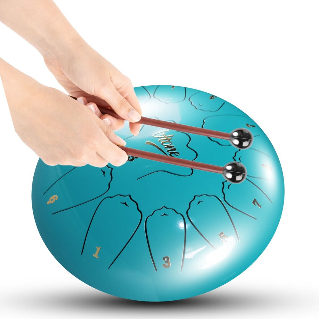 Tongue Drum 12" Cyan avec housse (13 notes gamme de C)