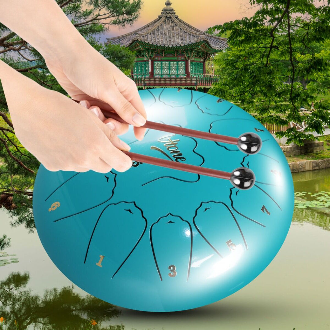 Tongue Drum 12" Cyan avec housse (13 notes gamme de C)