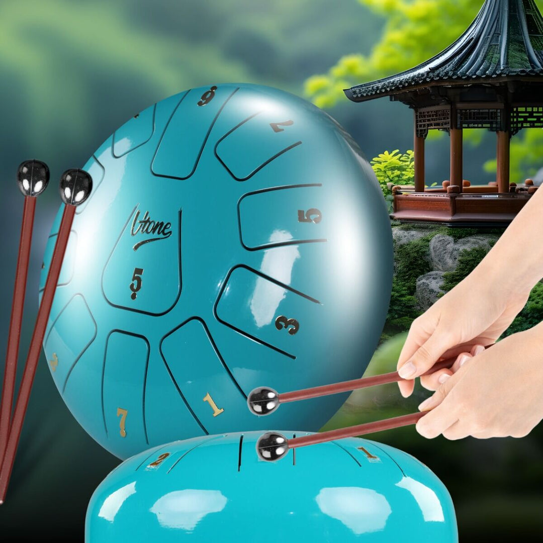 Tongue Drum 8" Cyan avec sac (11 notes gamme de Do)