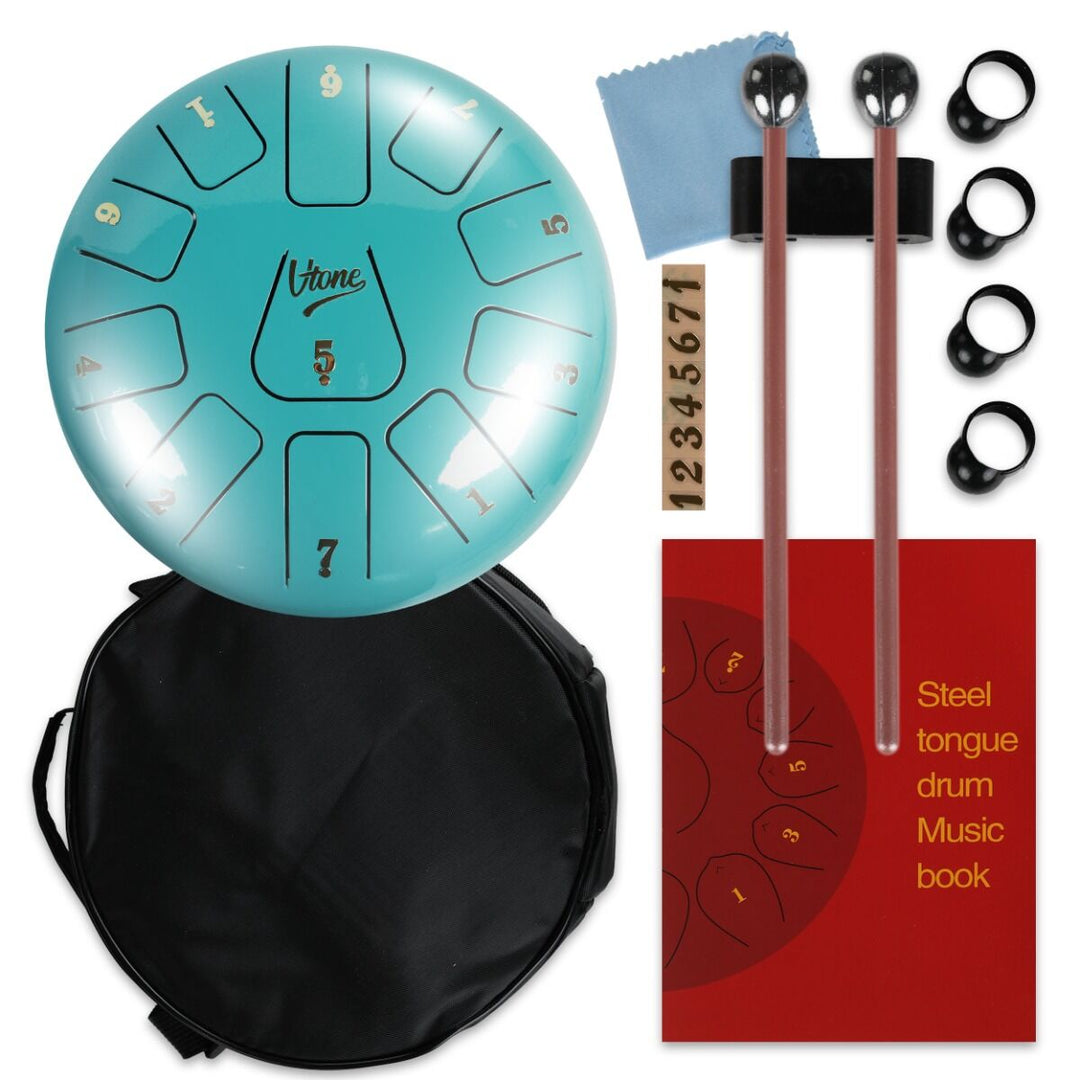 Tongue Drum 8" Cyan avec sac (11 notes gamme de Do)