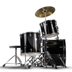 V-TONE VD KIT PRO Set de batterie acoustique – Noir avec Baguettes de Baterie & tabouret de batterie