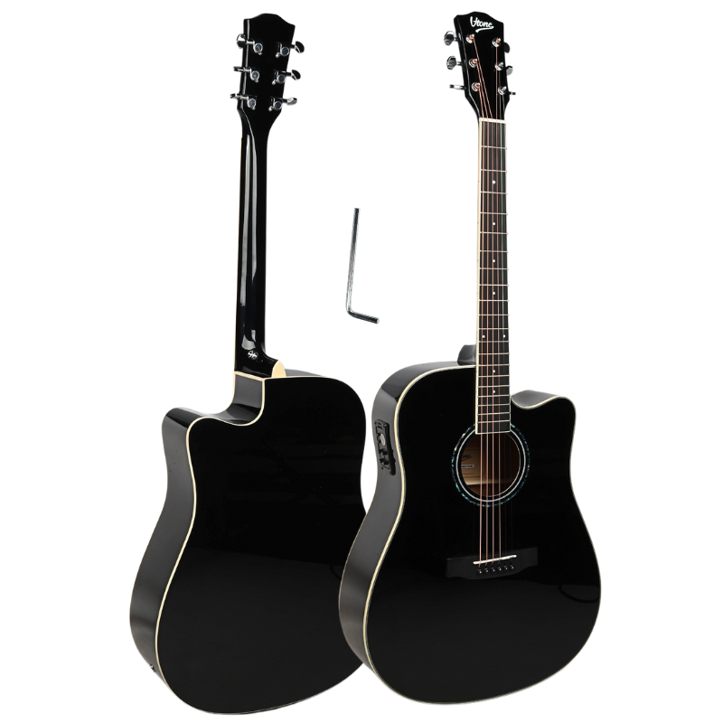 V-TONE VEAG1 CE BK guitare électro-acoustique 4/4 dreadnought cutaway noire