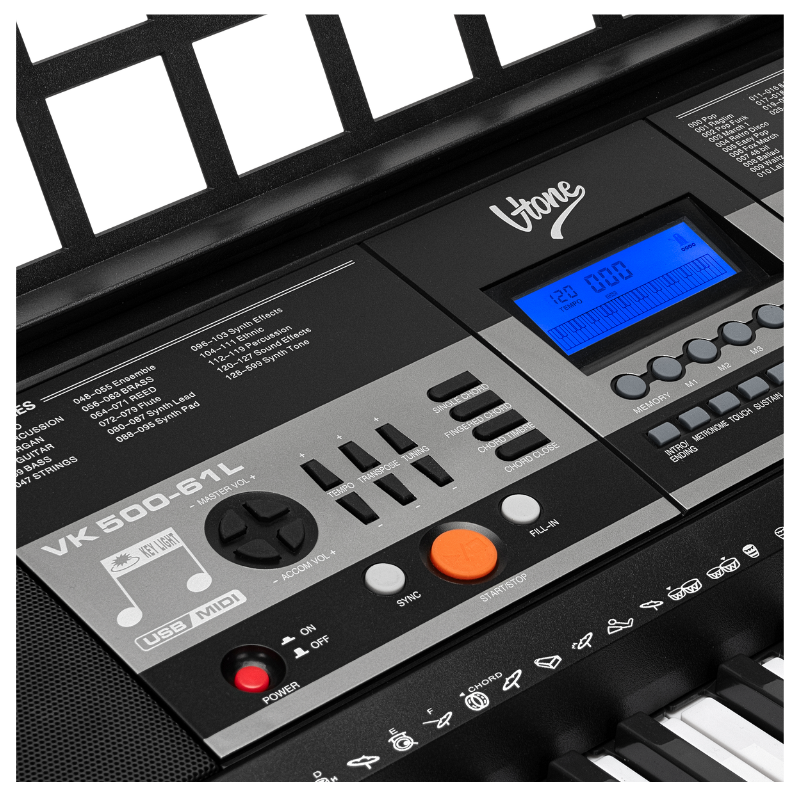 V-TONE VK-500 61L Craviers – 61 touches avec fonction d'apprentissage LED pour enfants et débutants