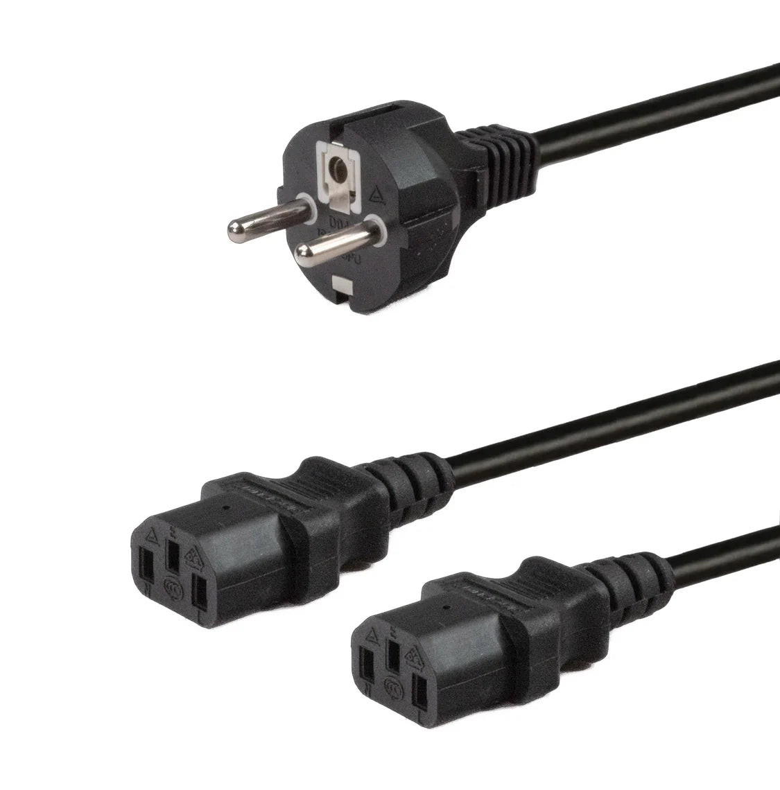 IEC Y-Split Plug Schuko to 2x IEC Female 13A Appliance Plug 