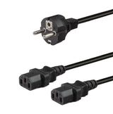 IEC Y-Split Plug Schuko to 2x IEC Female 13A Appliance Plug 