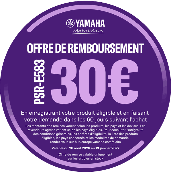 Offre de remboursement Yamaha : recevez 30 € – voir comment